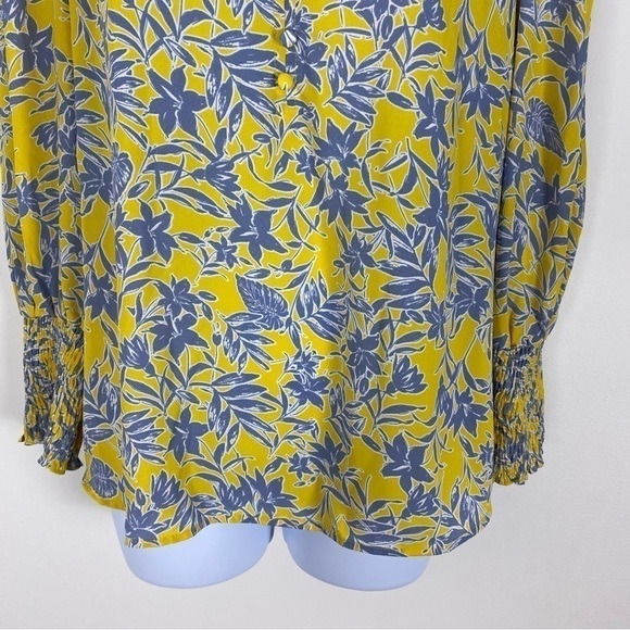 NEW NWT ECLAIR Floral Leaf Print Lightweight Blouse Top Medium Casual Career - Picture 3 of 7